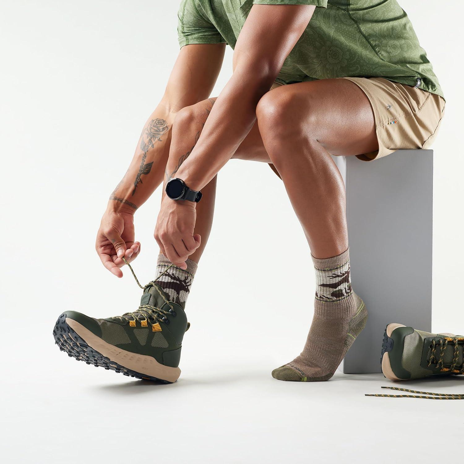 image:imageSmartwool Mens Hike Light Cushion Mountain Moose Crew SocksFossil
