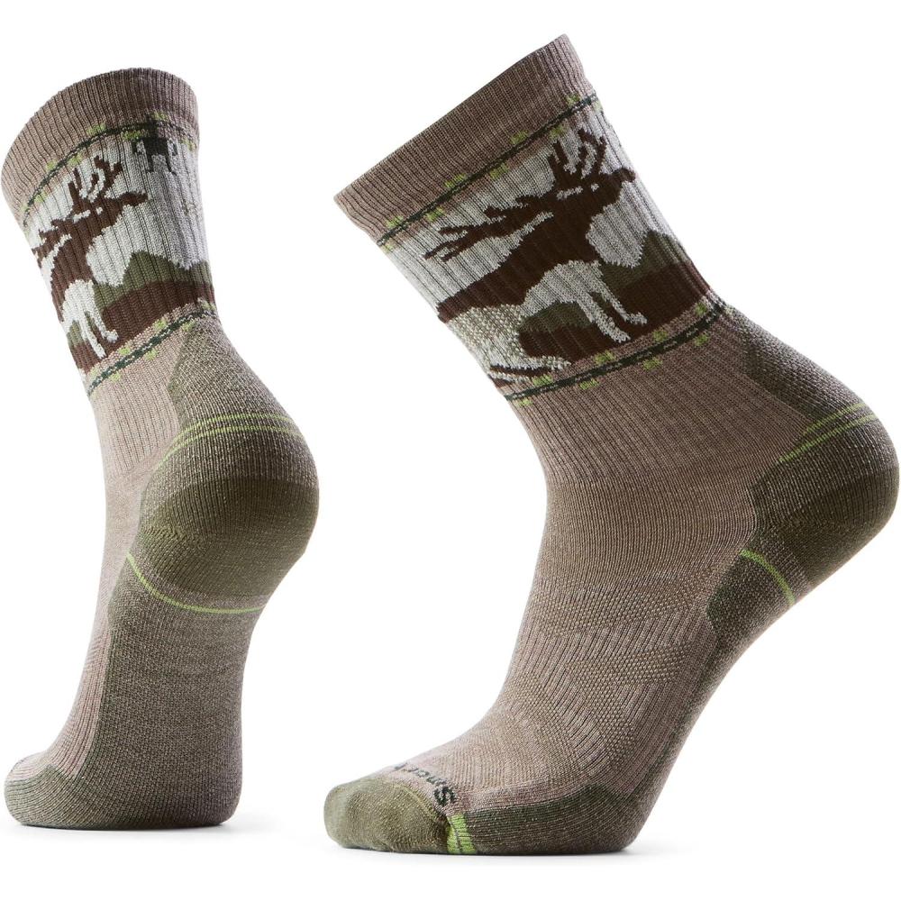 image:imageSmartwool Mens Hike Light Cushion Mountain Moose Crew SocksFossil