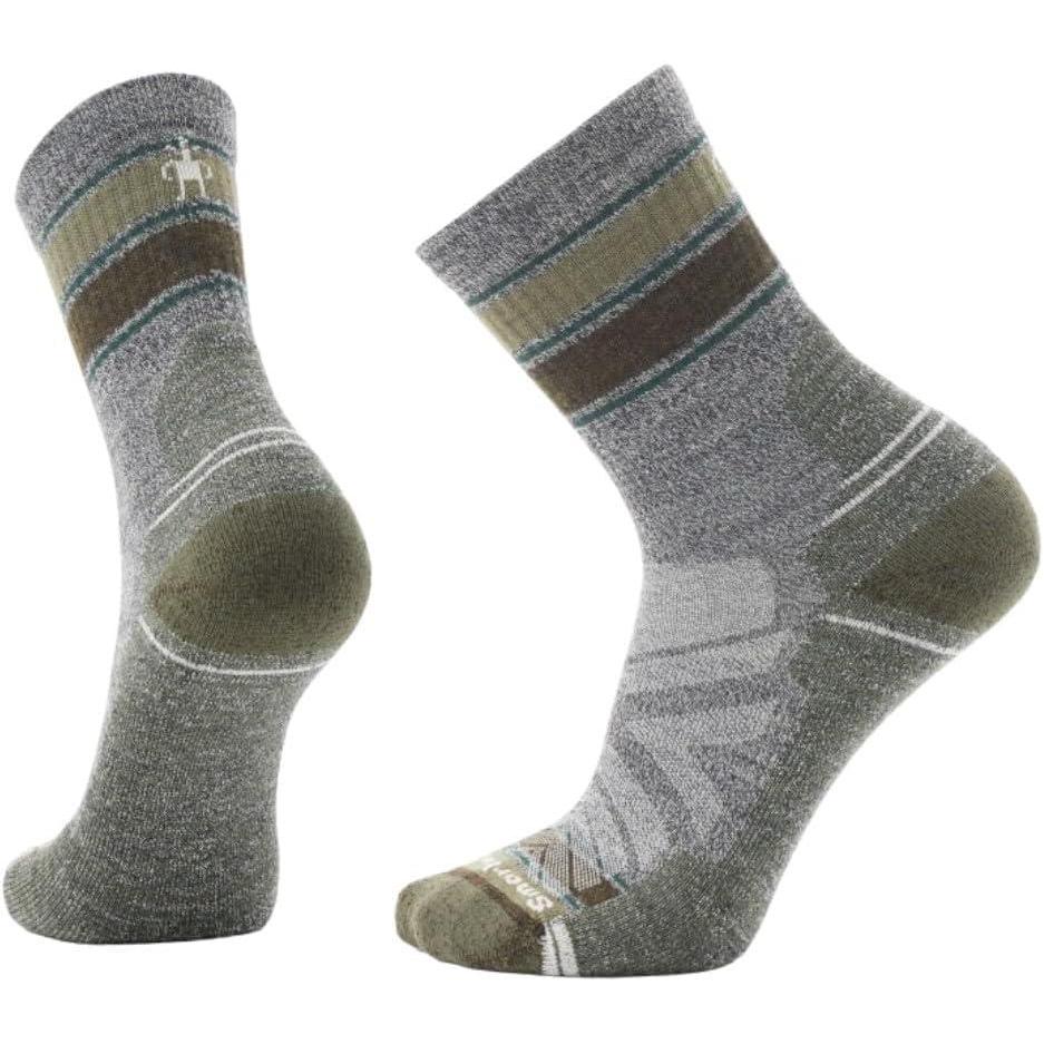 image:imageSmartwool Mens Hike Light Cushion Striped Mid Crew SocksAshcharcoal