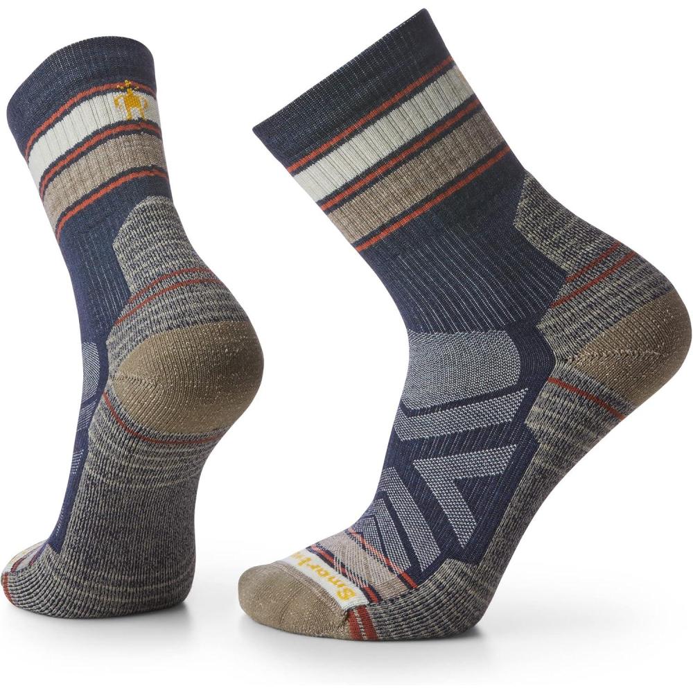 image:imageSmartwool Mens Hike Light Cushion Striped Mid Crew SocksDeep Navy