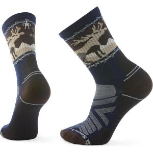 Smartwool Mens Hike Light Cushion Mountain Moose Crew Socks(Deep Navy)
