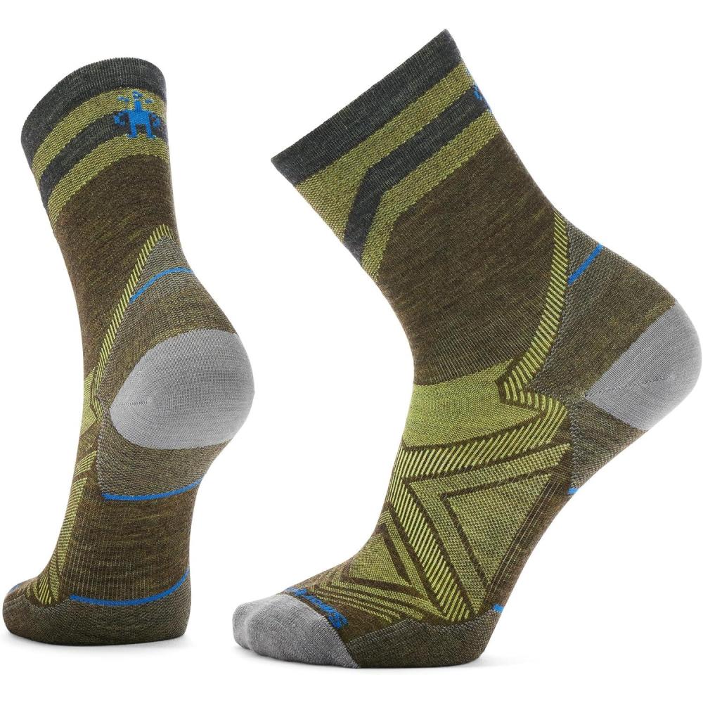 image:imageSmartwool Mens Run Zero Cushion Mid Crew Pattern SocksMilitary Olive