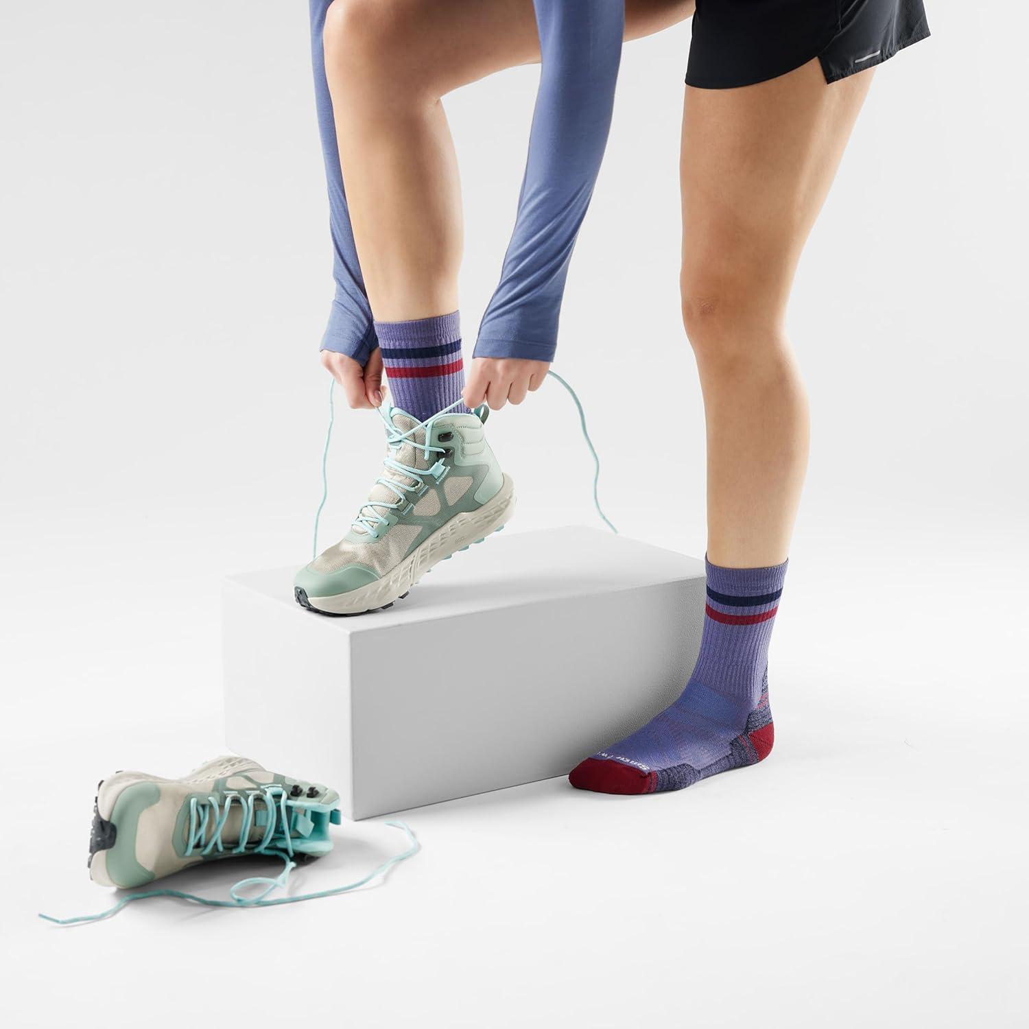 image:imageSmartwool Womens Hike Light Cushion Tube Stripe CrewNightfall Blue