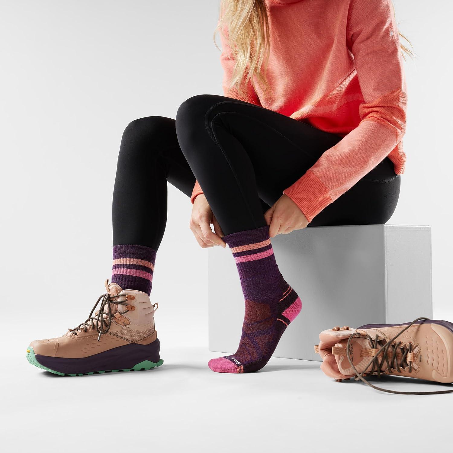 image:imageSmartwool Womens Hike Light Cushion Tube Stripe CrewPurple Iris