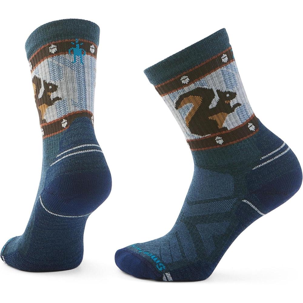 image:imageSmartwool Womens Hike Light Cushion Squirrely Print Crew SocksTwilight Blue