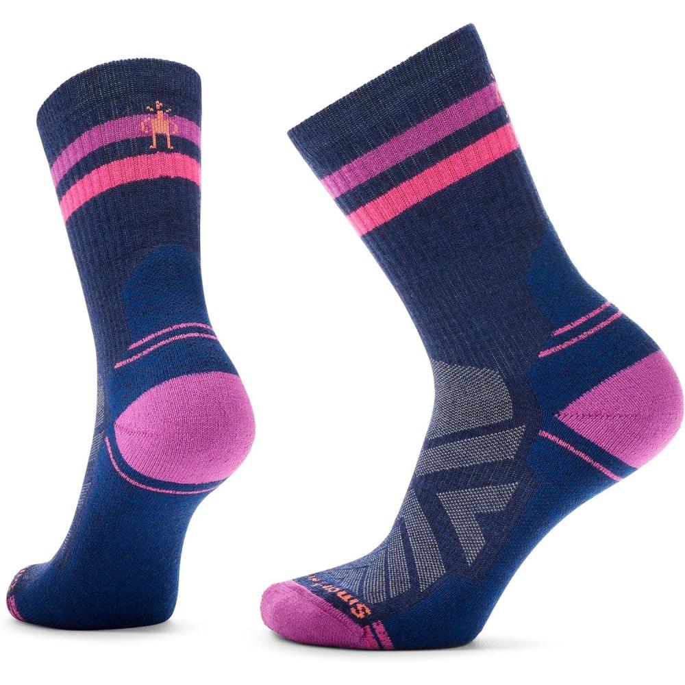 image:imageSmartwool Womens Hike Light Cushion Tube Stripe CrewDeep Navypower Pink