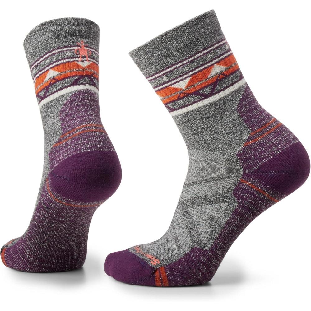 image:imageSmartwool Womens Hike Light Cushion Zig Zag Valley Mid Crew SocksAshcharcoal