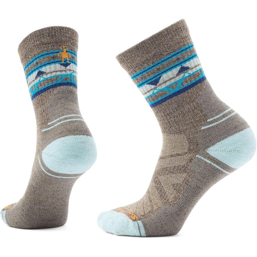 image:imageSmartwool Womens Hike Light Cushion Zig Zag Valley Mid Crew SocksMilitary Olivefossil
