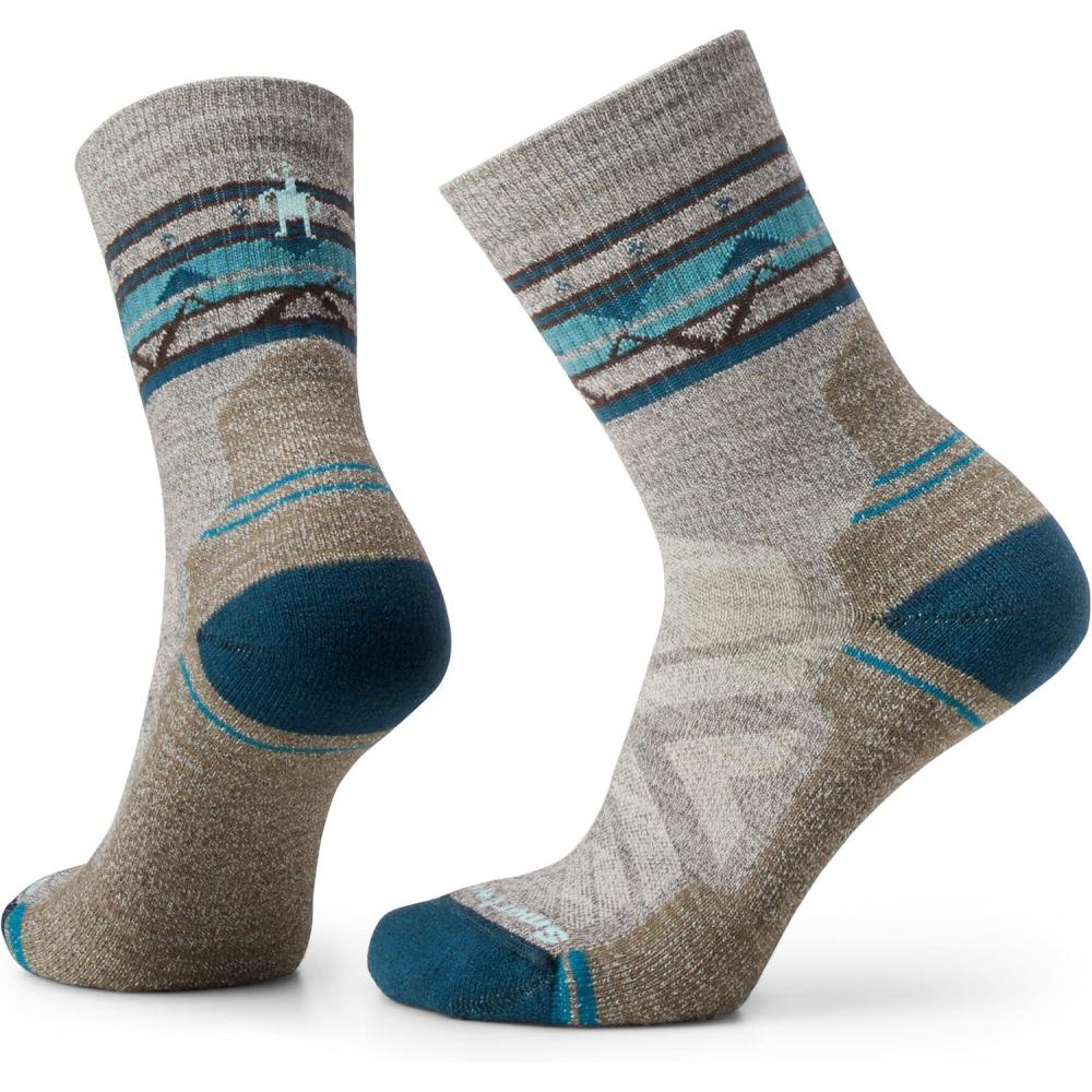 image:imageSmartwool Womens Hike Light Cushion Zig Zag Valley Mid Crew SocksTaupenatural Marl