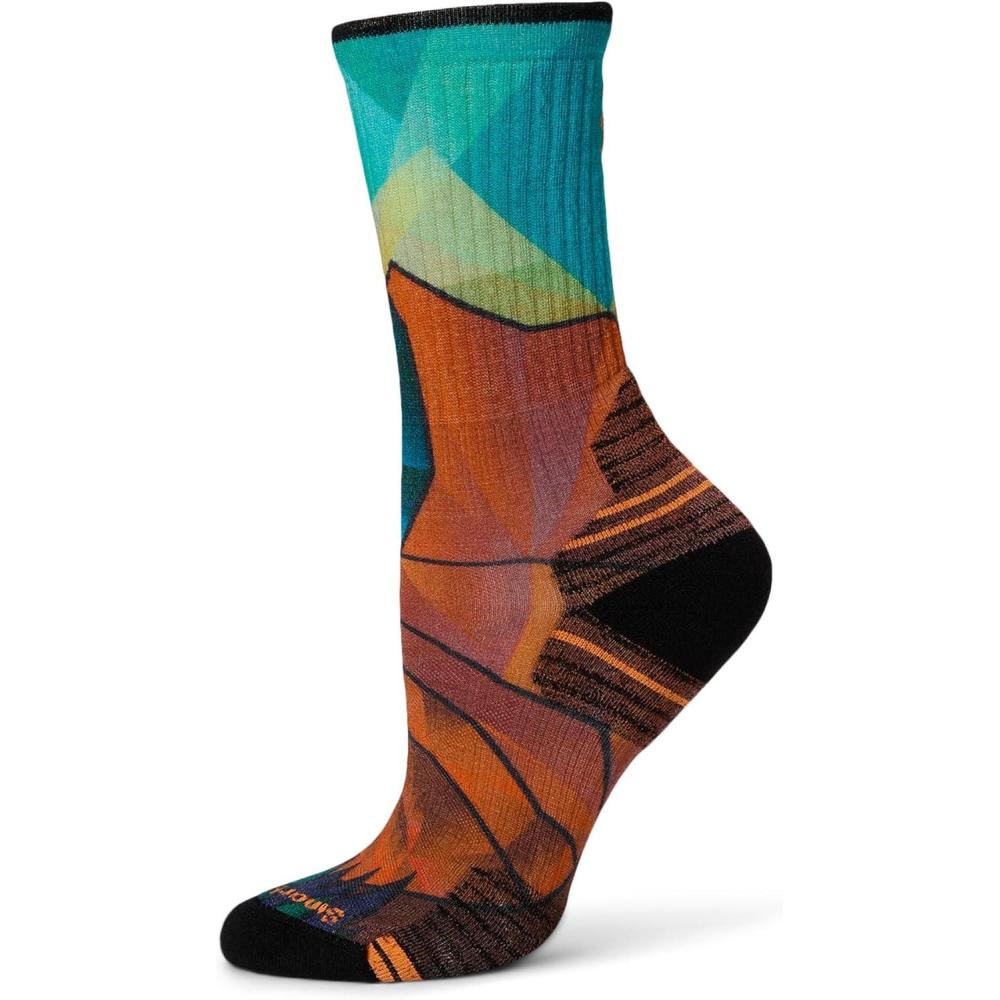 image:imageSmartwool Womens Hike Targeted Cushion Mountain Prism Print Crew SocksOrange Rust