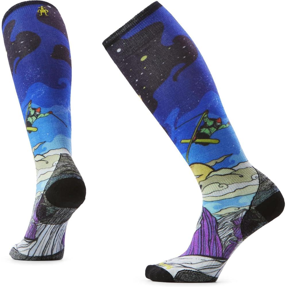 image:imageSmartwool Womens Ski Zero Cushion Galactic Ski Print Over the Calf SocksDeep Navy