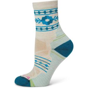 Smartwool Womens Hike Light Cushion Retro Floral Mid Crew Socks(Moonbeam)