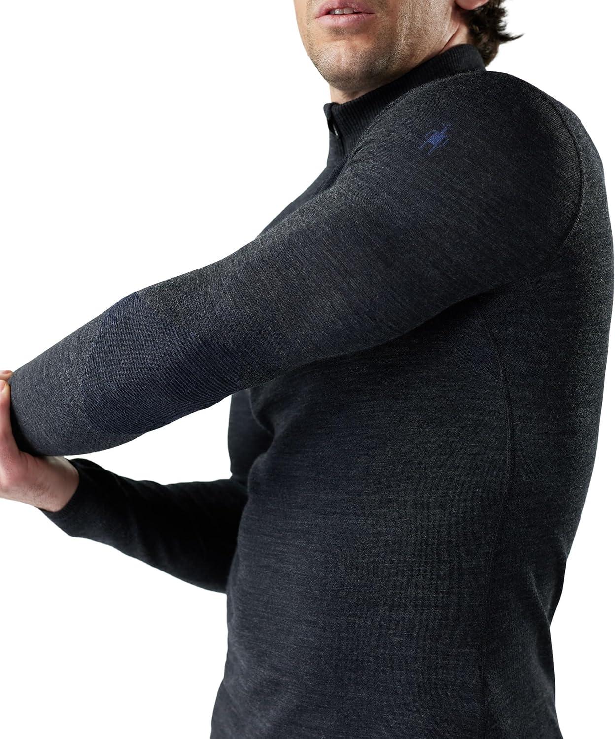 image:imageSmartWool Mens Intraknit Thermal Merino Base Layer 14 ZipCharcoalNightfall Blue