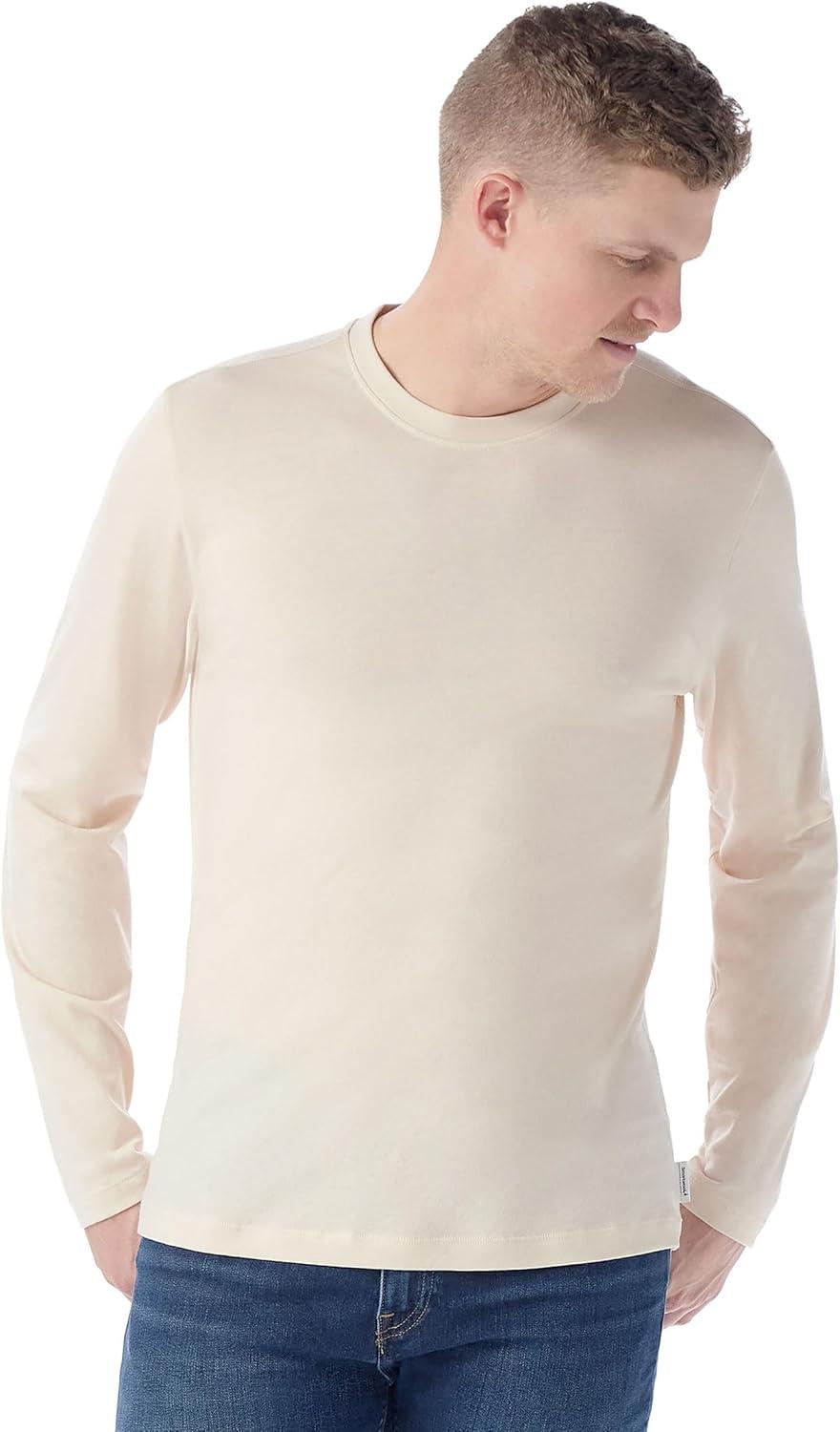 image:imageSmartWool Mens Perfect Crew Long Sleeve TeeAlmond