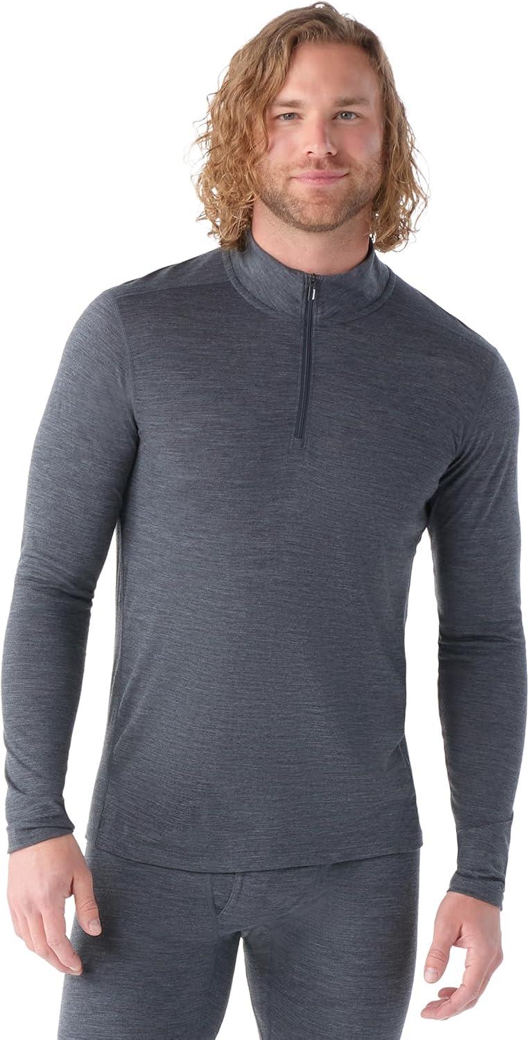 image:imageSmartwool Mens Classic AllSeason Merino Base Layer 14 ZipIron Heather