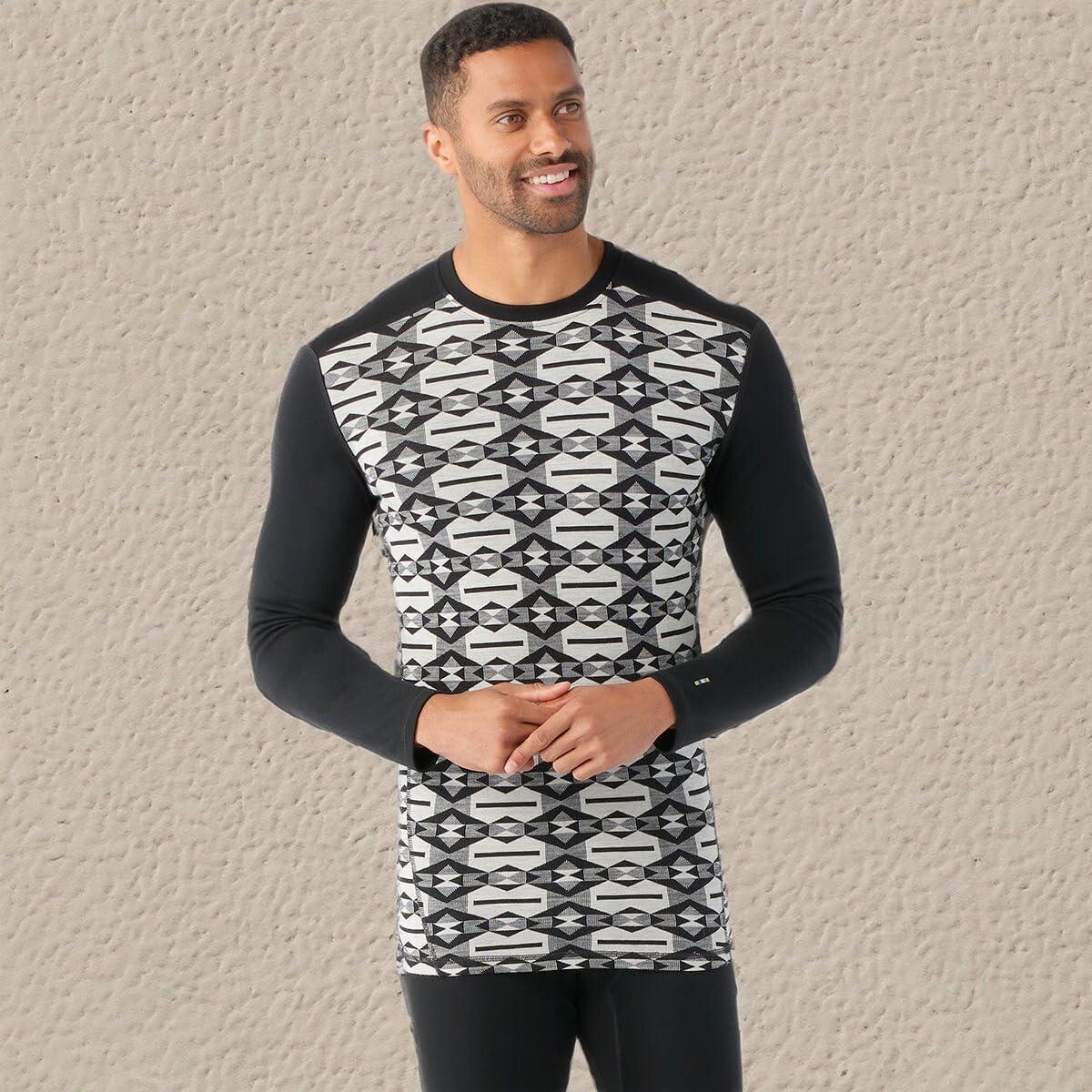 image:imageSmartwool Mens Classic Thermal Merino Wool Base Layer CrewBlack Colliding Clouds