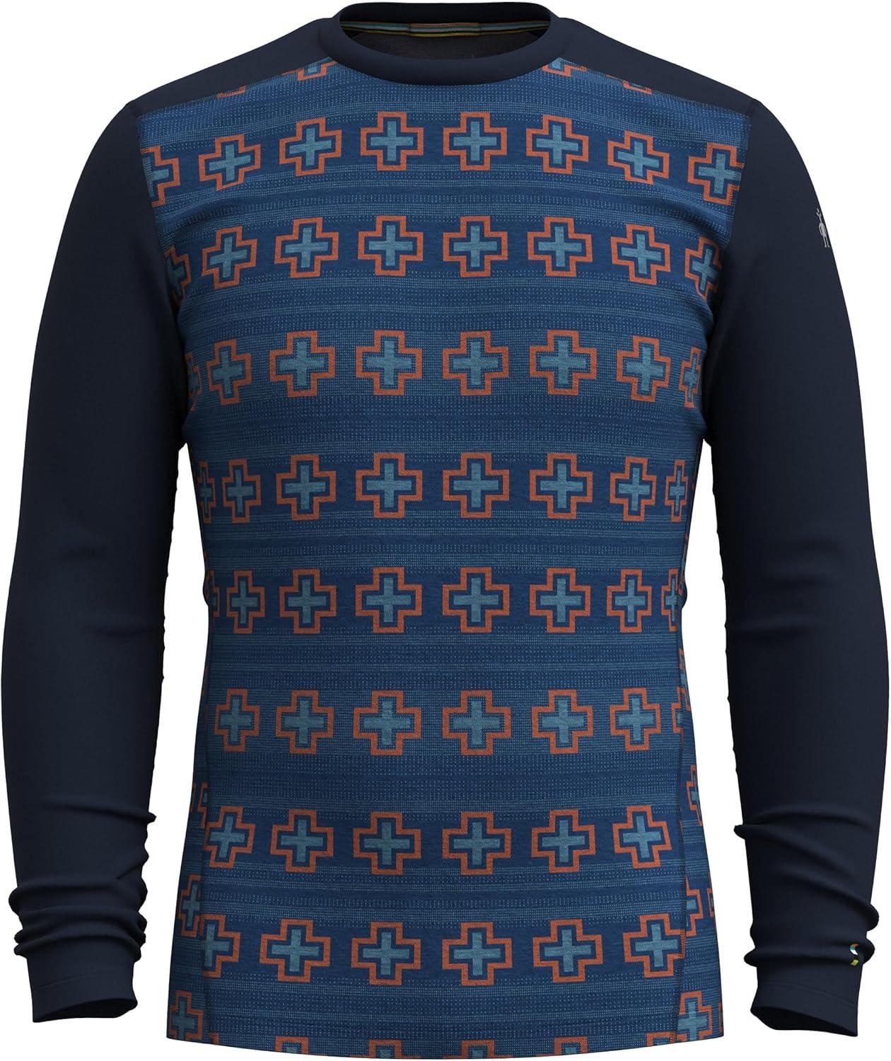 image:imageSmartwool Mens Classic Thermal Merino Wool Base Layer CrewDeep Navy Paths Crossed