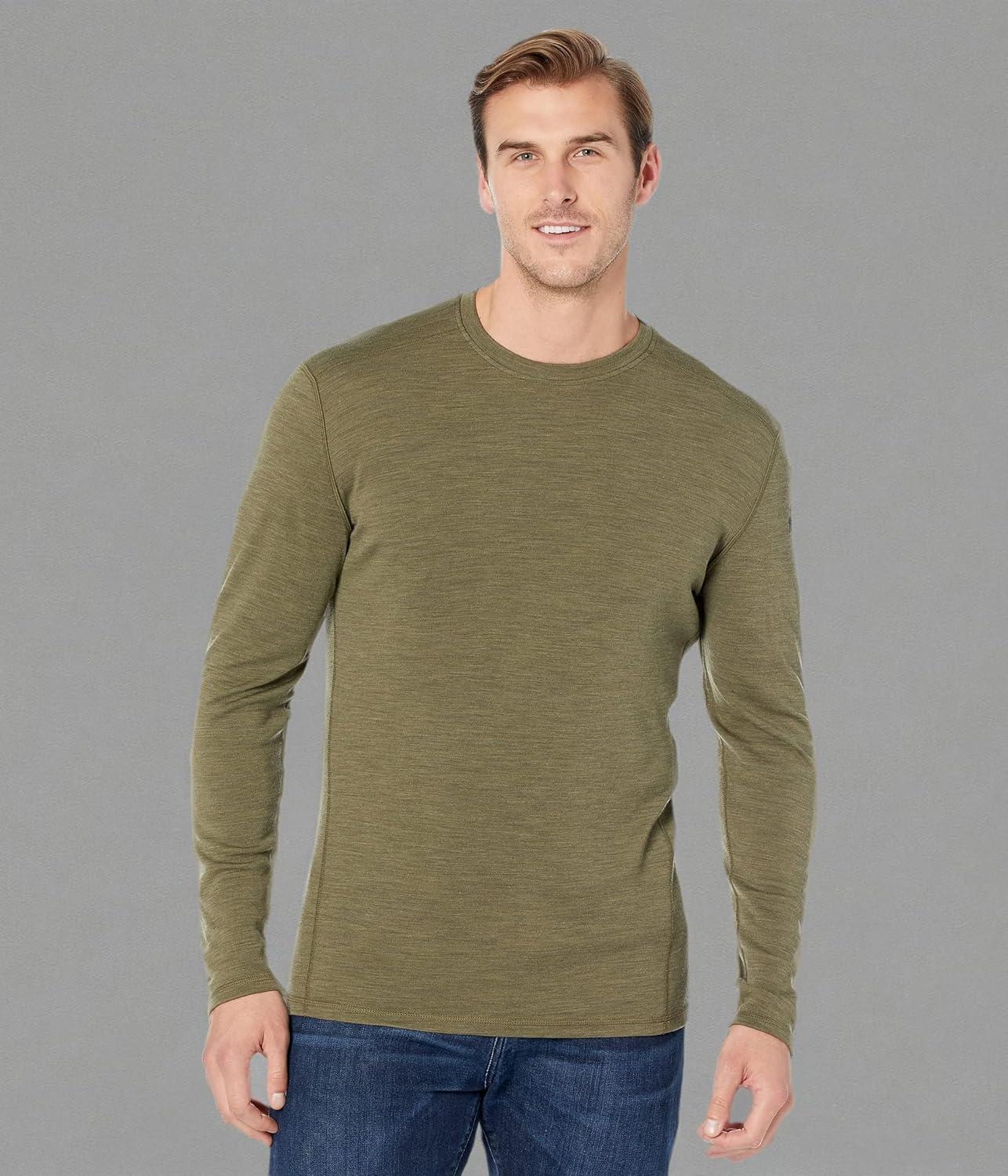 image:imageSmartwool Mens Classic Thermal Merino Wool Base Layer CrewWinter Moss Heather