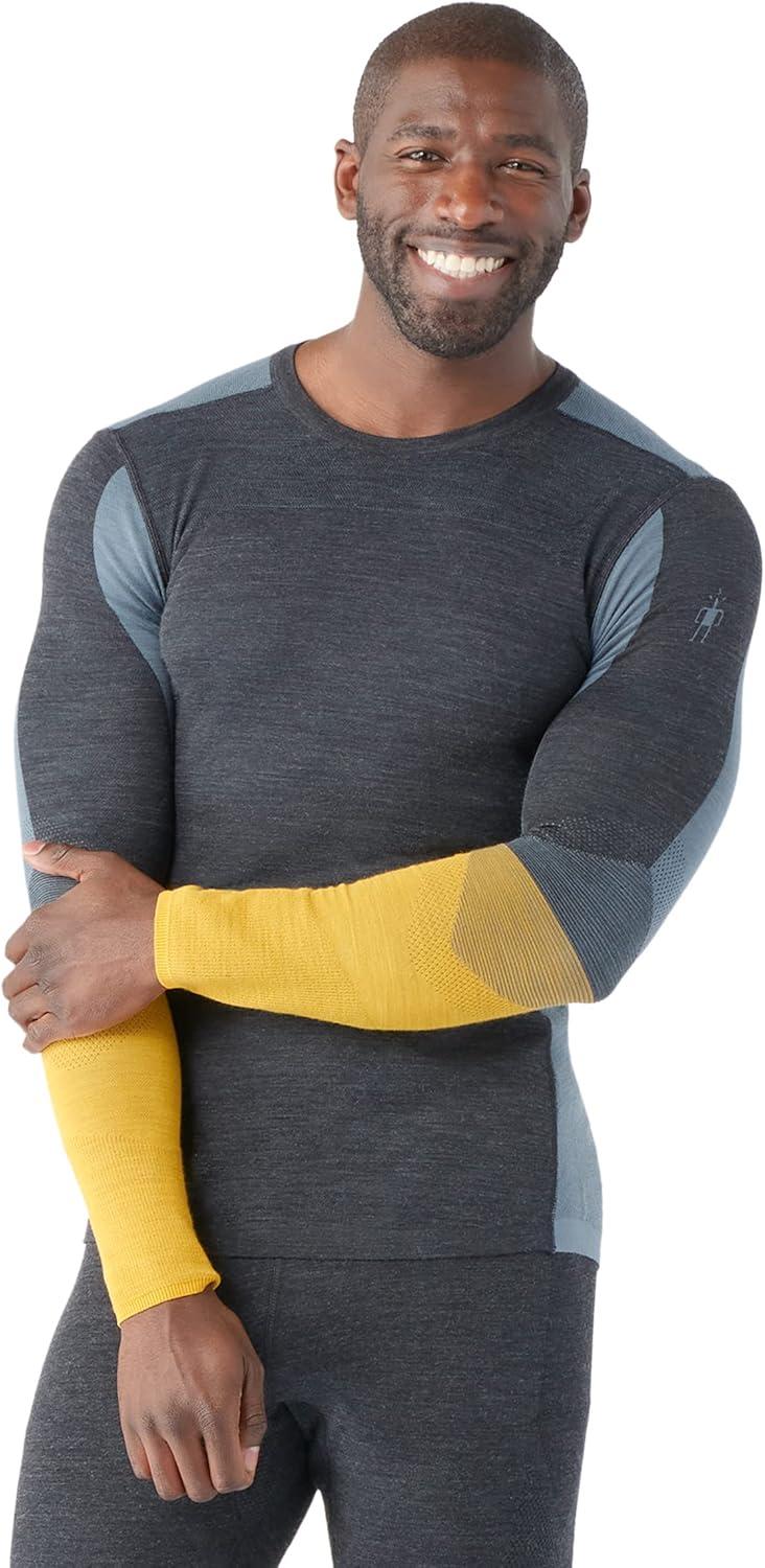 image:imageSmartwool Mens Intraknit Thermal Merino Base Layer Colorblock CrewCharcoalhoney Gold
