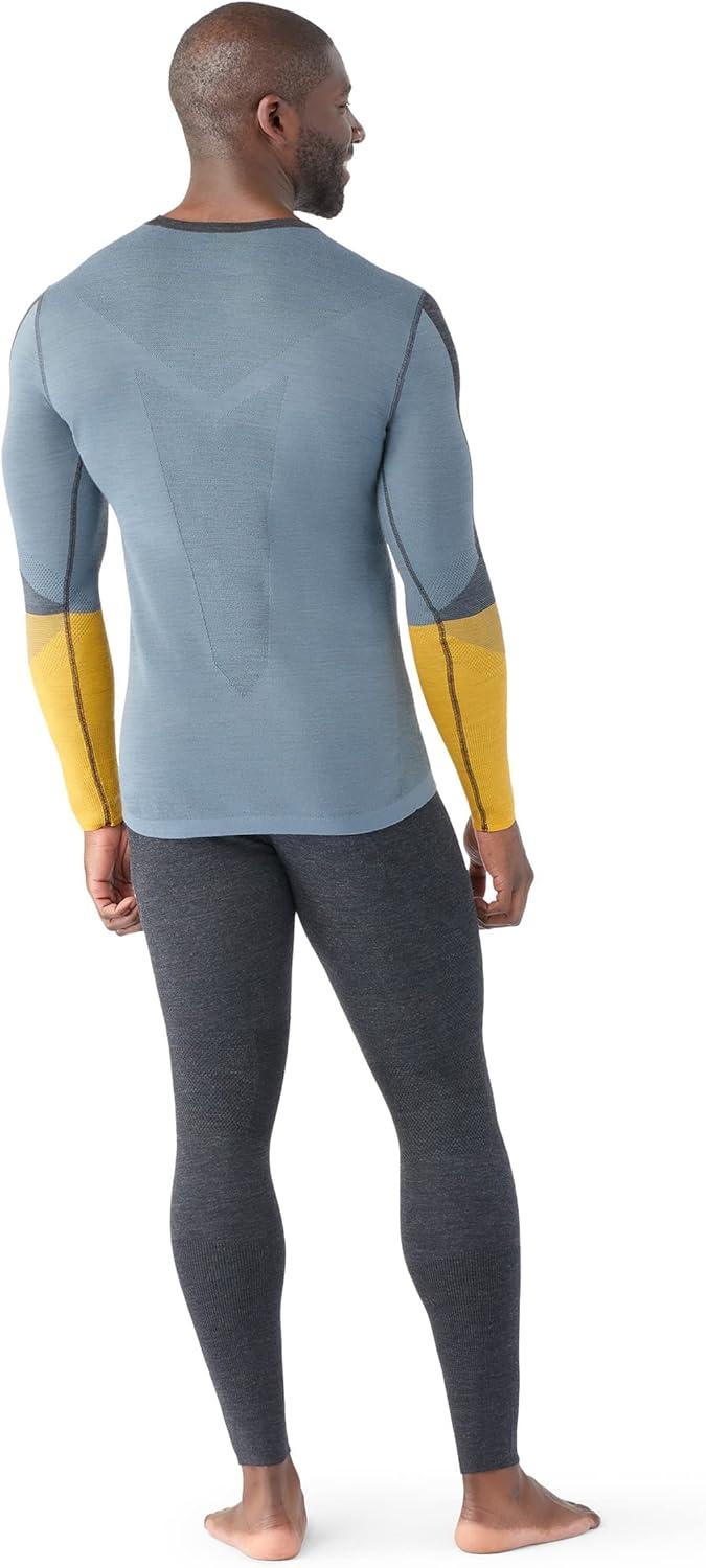 image:imageSmartwool Mens Intraknit Thermal Merino Base Layer Colorblock CrewCharcoalhoney Gold