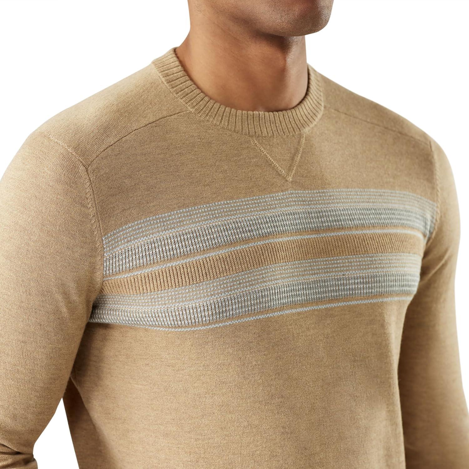 image:imageSmartwool Mens Sparwood Stripe Crew SweaterToasted CoconutLight Gray