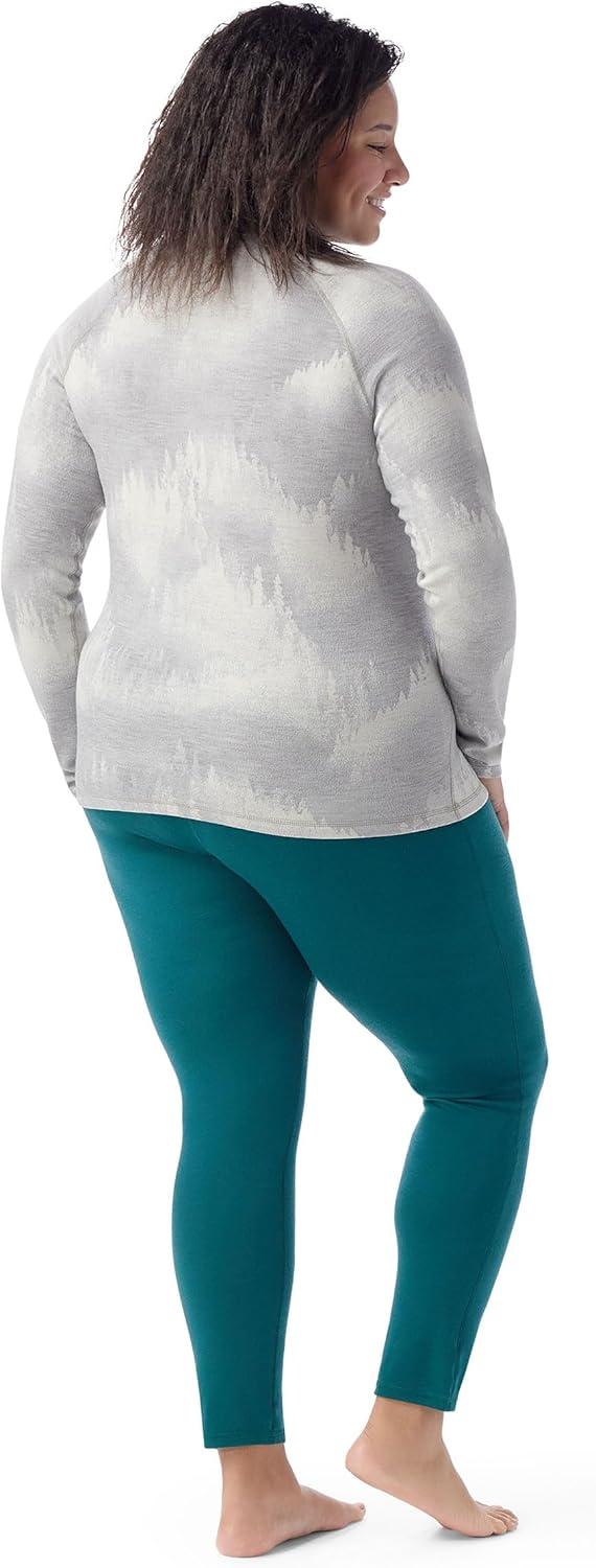 image:imageSmartwool Womens Classic Thermal Merino Base Layer 14 Zip PlusLight Gray Foggy Pines