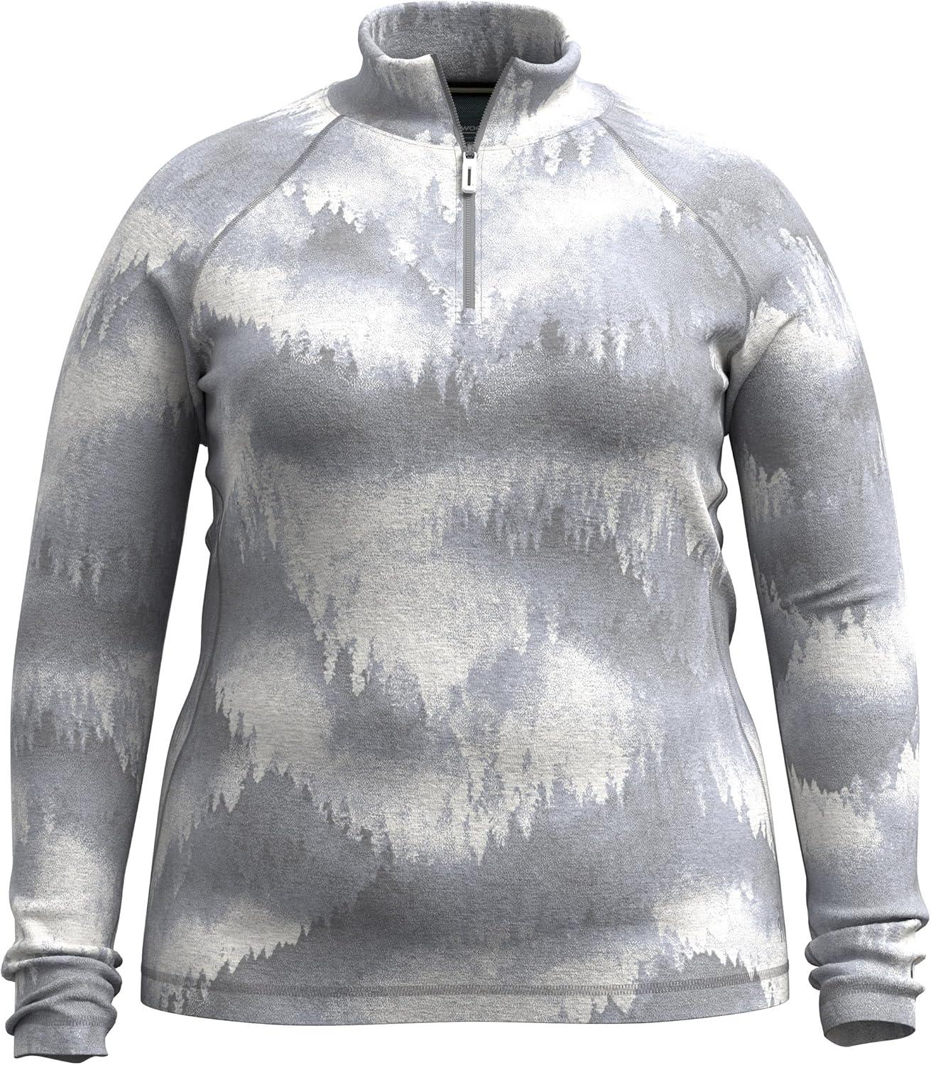 image:imageSmartwool Womens Classic Thermal Merino Base Layer 14 Zip PlusLight Gray Foggy Pines