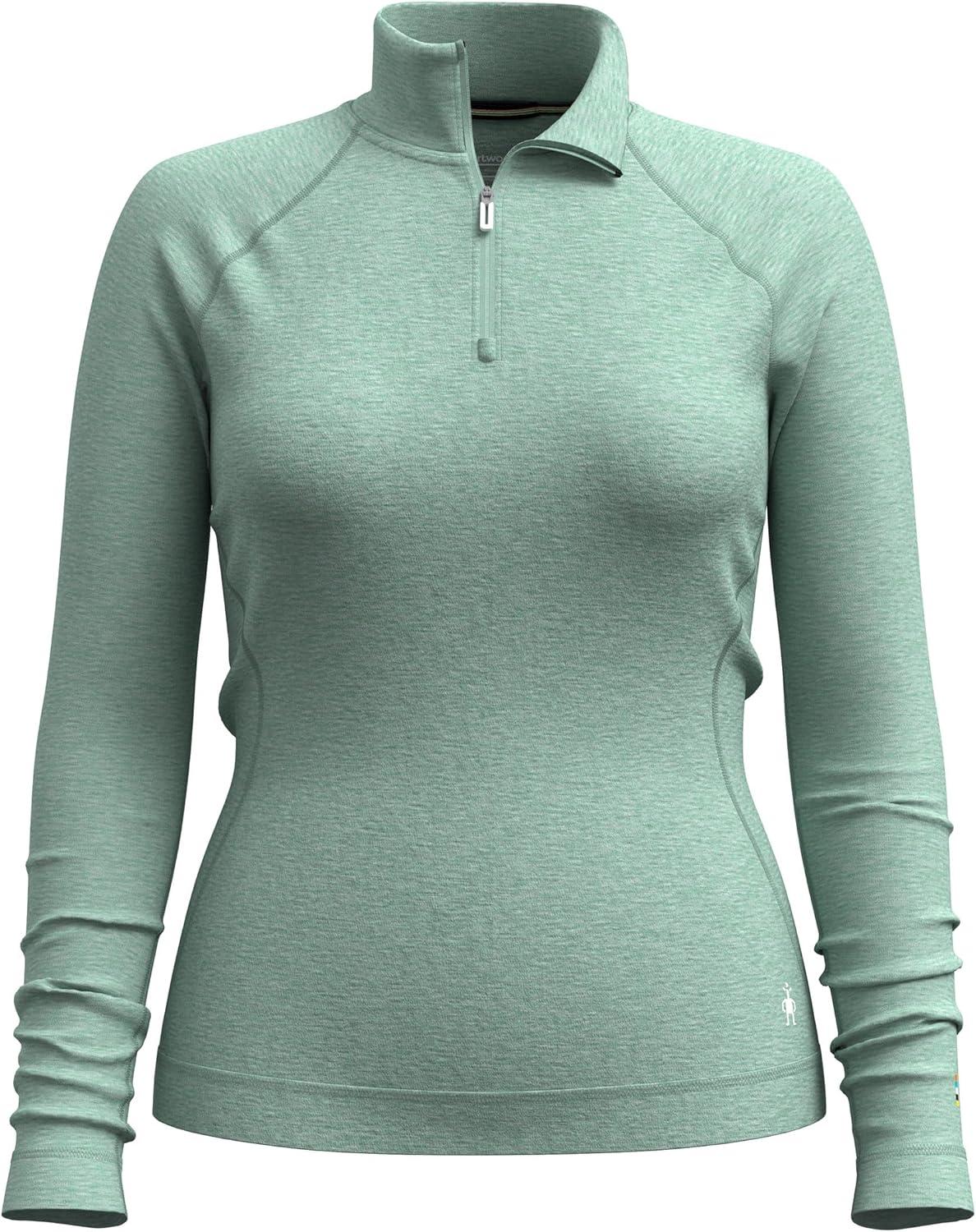 image:imageSmartwool Womens Classic Thermal Merino Base Layer 14 ZipArctic Green Heather