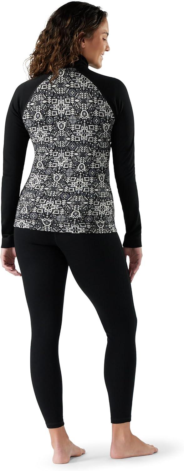 image:imageSmartwool Womens Classic Thermal Merino Base Layer 14 ZipBlack Deco Floral