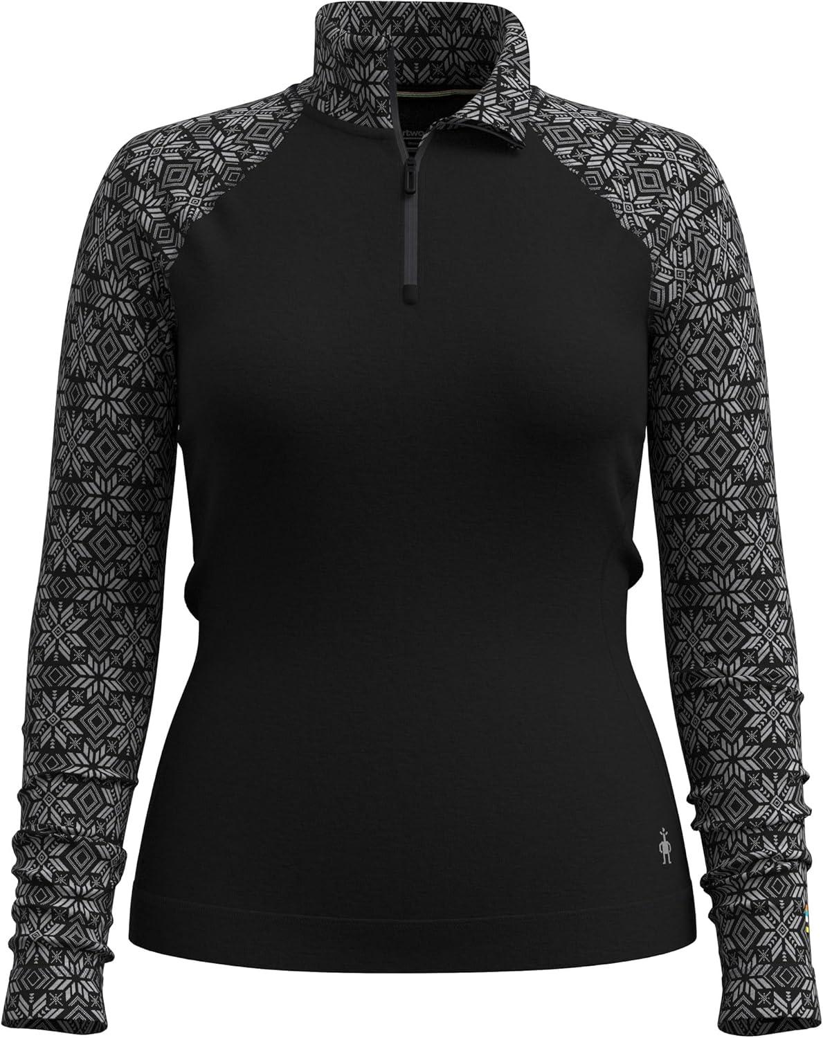 image:imageSmartwool Womens Classic Thermal Merino Base Layer 14 ZipBlack Digi Snow