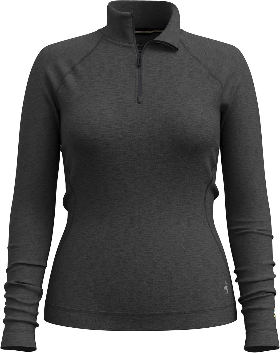 image:imageSmartwool Womens Classic Thermal Merino Base Layer 14 ZipCharcoal Heather