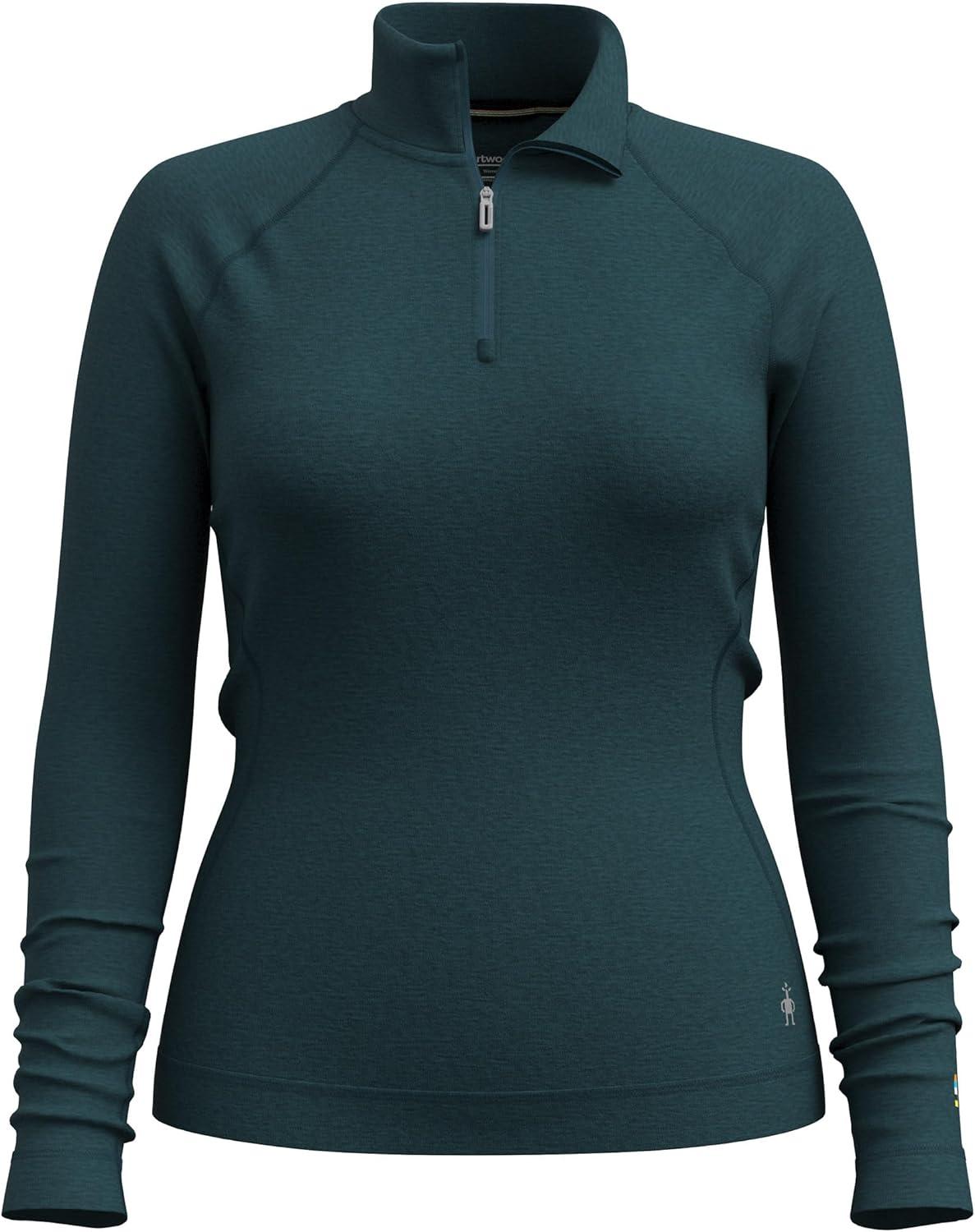 image:imageSmartwool Womens Classic Thermal Merino Base Layer 14 ZipTwilight Blue Heather