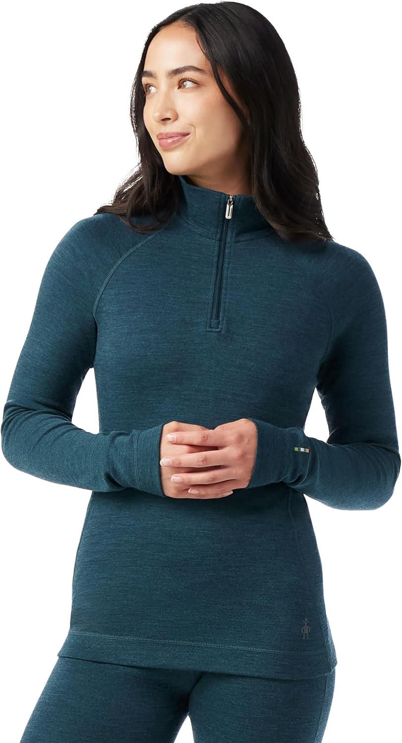 image:imageSmartwool Womens Classic Thermal Merino Base Layer 14 ZipTwilight Blue Heather