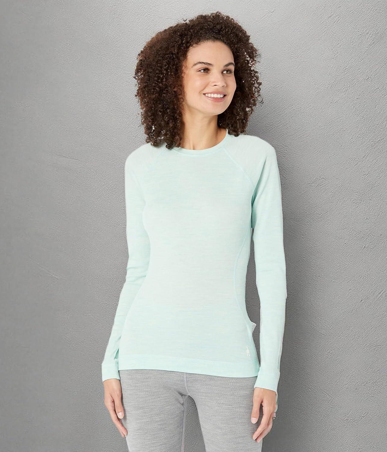 image:imageSmartwool Womens Classic Thermal Merino Base Layer CrewBleached Aqua Heather