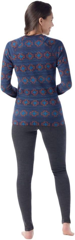 image:imageSmartwool Womens Classic Thermal Merino Base Layer CrewDeep Navy Paths Crossed
