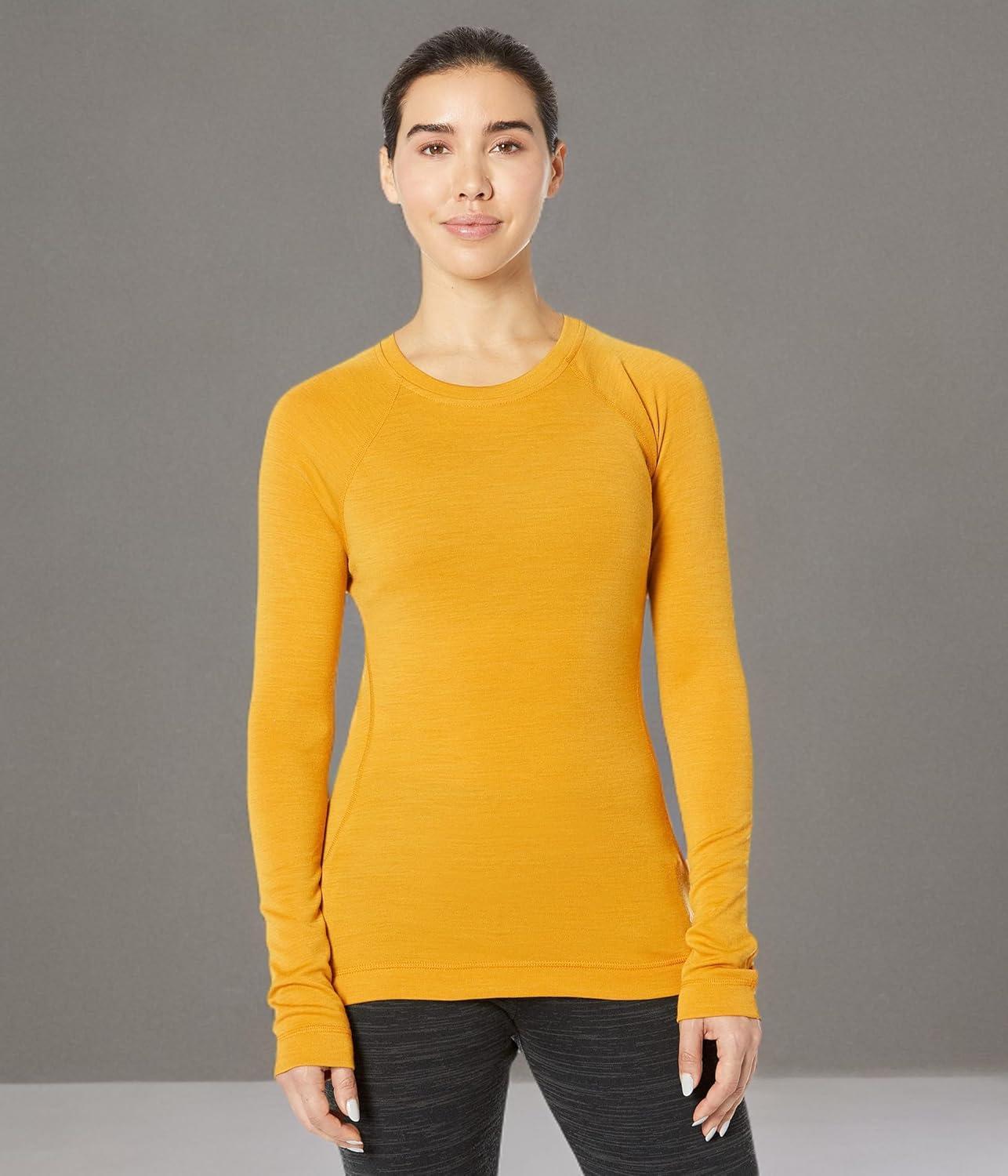 image:imageSmartwool Womens Classic Thermal Merino Base Layer CrewHoney Gold Heather