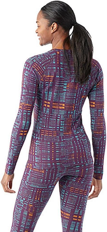 image:imageSmartwool Womens Classic Thermal Merino Base Layer CrewPurple Iris Digi Plaid