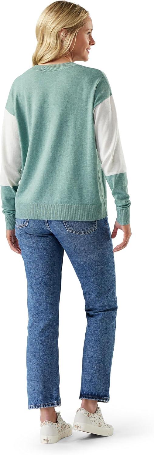 image:imageSmartwool Womens Edgewood Colorblock Crew SweaterArctic Green