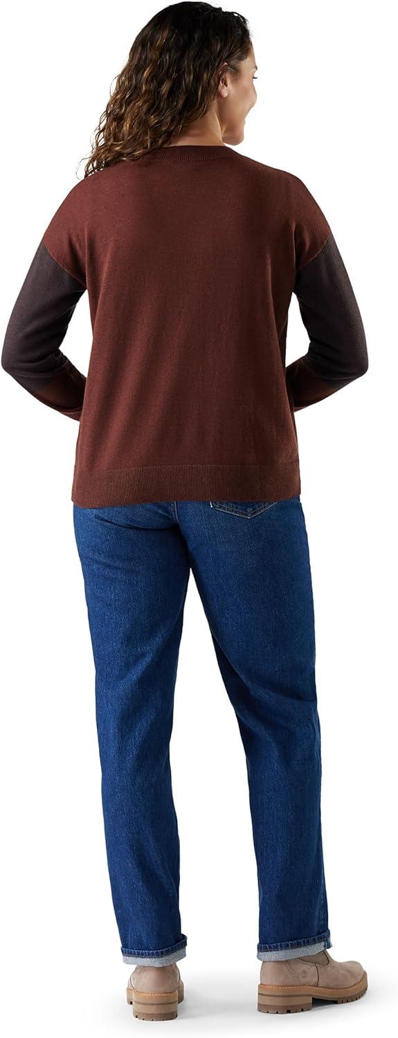 image:imageSmartwool Womens Edgewood Colorblock Crew SweaterPecan BrownMink