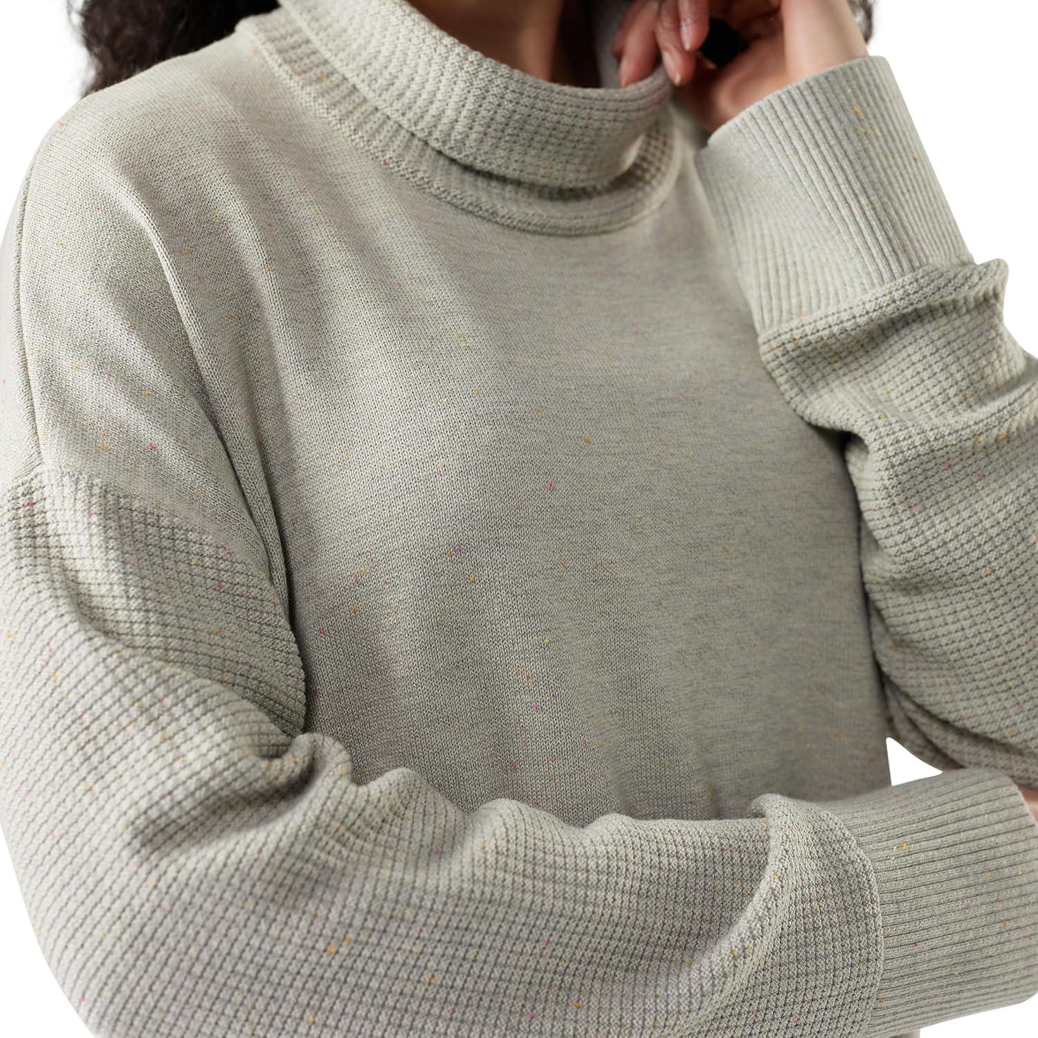 image:imageSmartwool Womens Edgewood Cowl Neck SweaterAlmondLight Gray