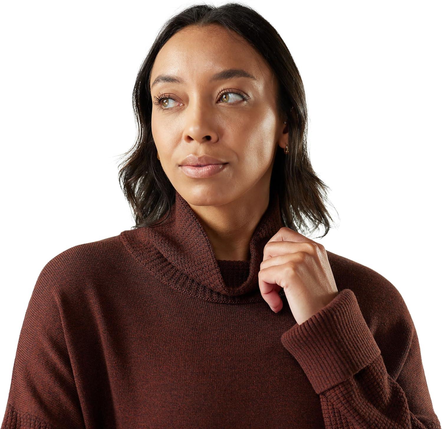image:imageSmartwool Womens Edgewood Cowl Neck SweaterPecan BrownMink