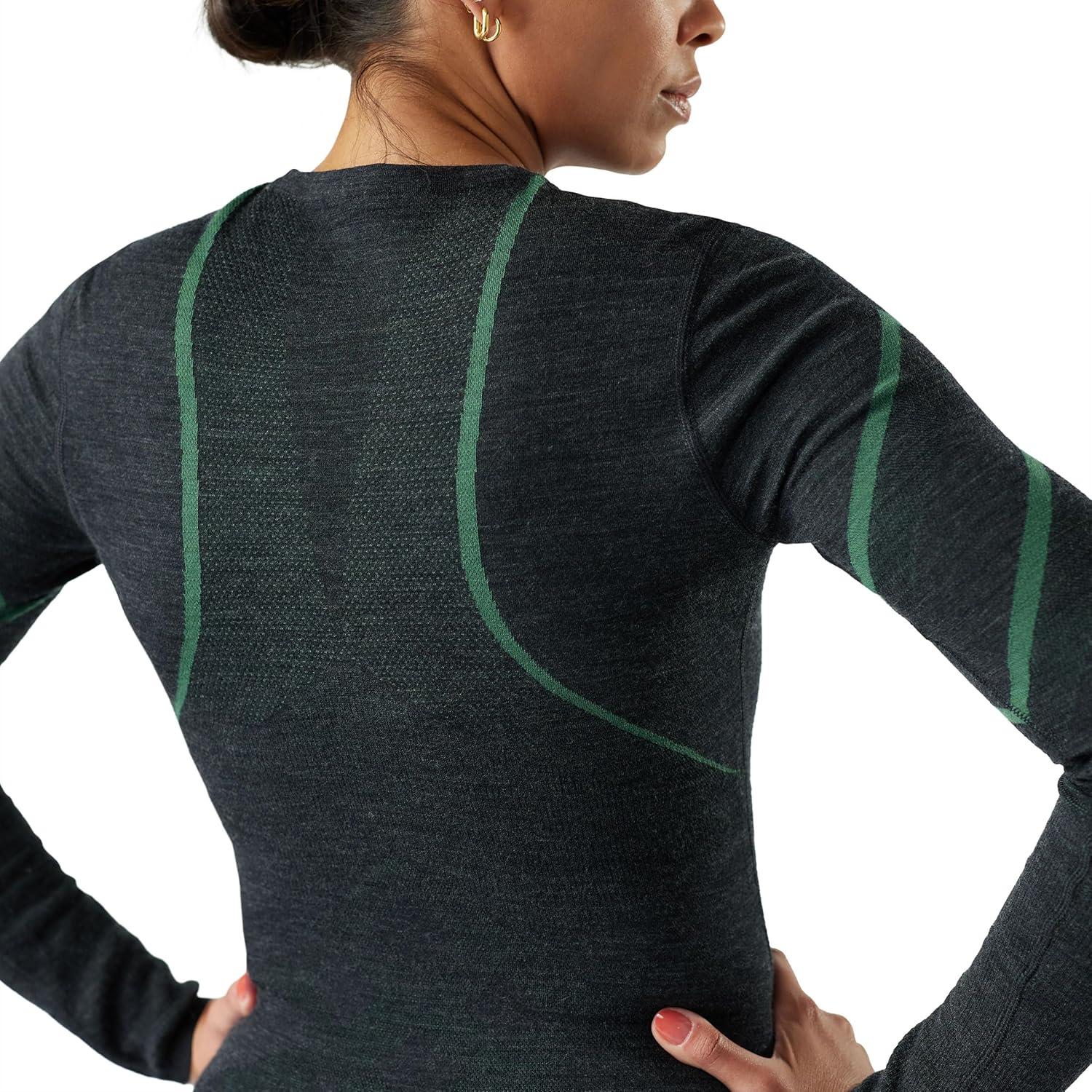 image:imageSmartwool Womens Intraknit Merino 200 CrewCharcoalzen Green
