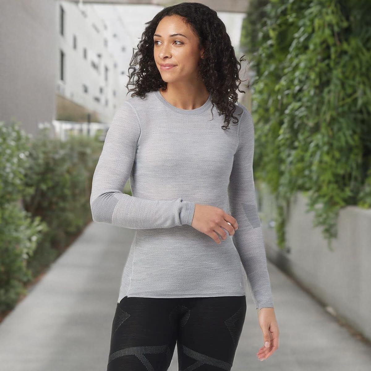 image:imageSmartwool Womens Intraknit Merino 200 CrewLight Gray Heatherwhite