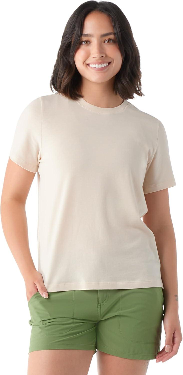 image:imageSmartwool Womens Merino Wool Perfect Crew Short Sleeve TeeAlmond