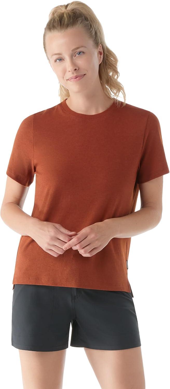 image:imageSmartwool Womens Merino Wool Perfect Crew Short Sleeve TeePecan Brown