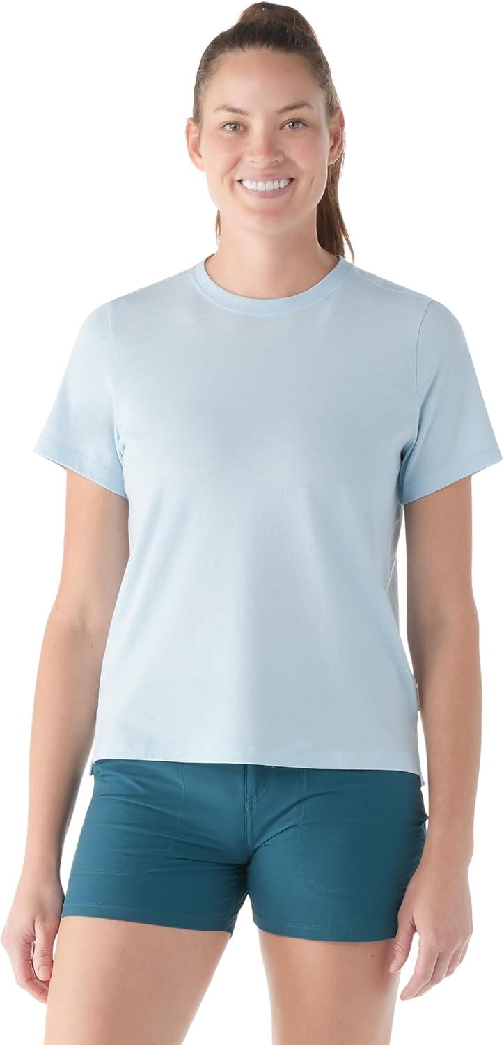 image:imageSmartwool Womens Merino Wool Perfect Crew Short Sleeve TeeWinter Sky Heather