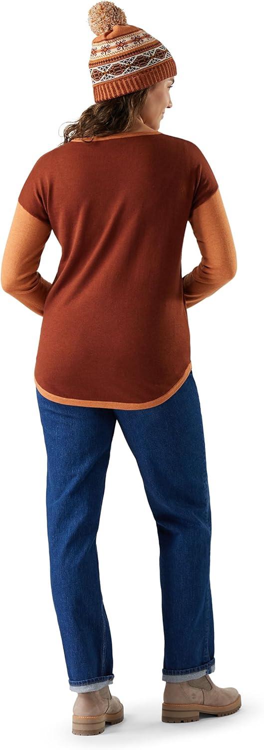 image:imageSmartwool Womens Shadow Pine Colorblock SweaterPecan Brown Heather