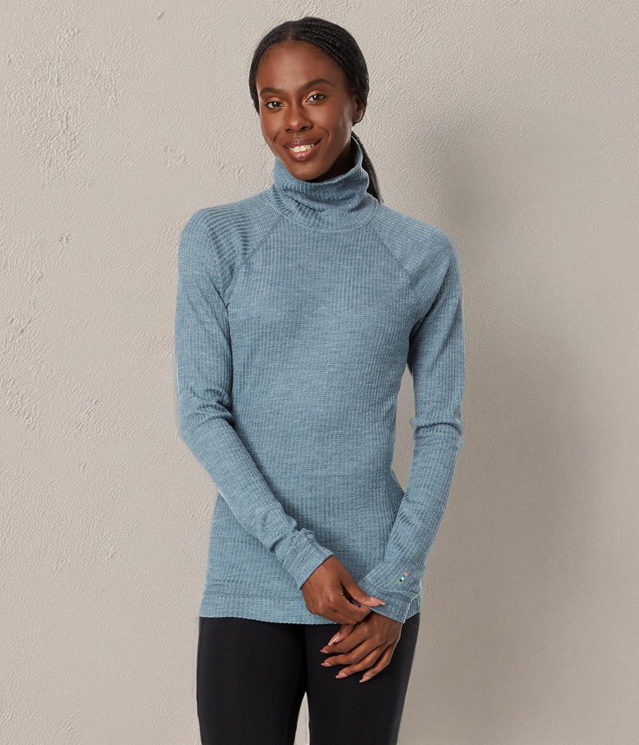 image:imageSmartwool Womens Thermal Merino Rib TurtleneckLead Heather