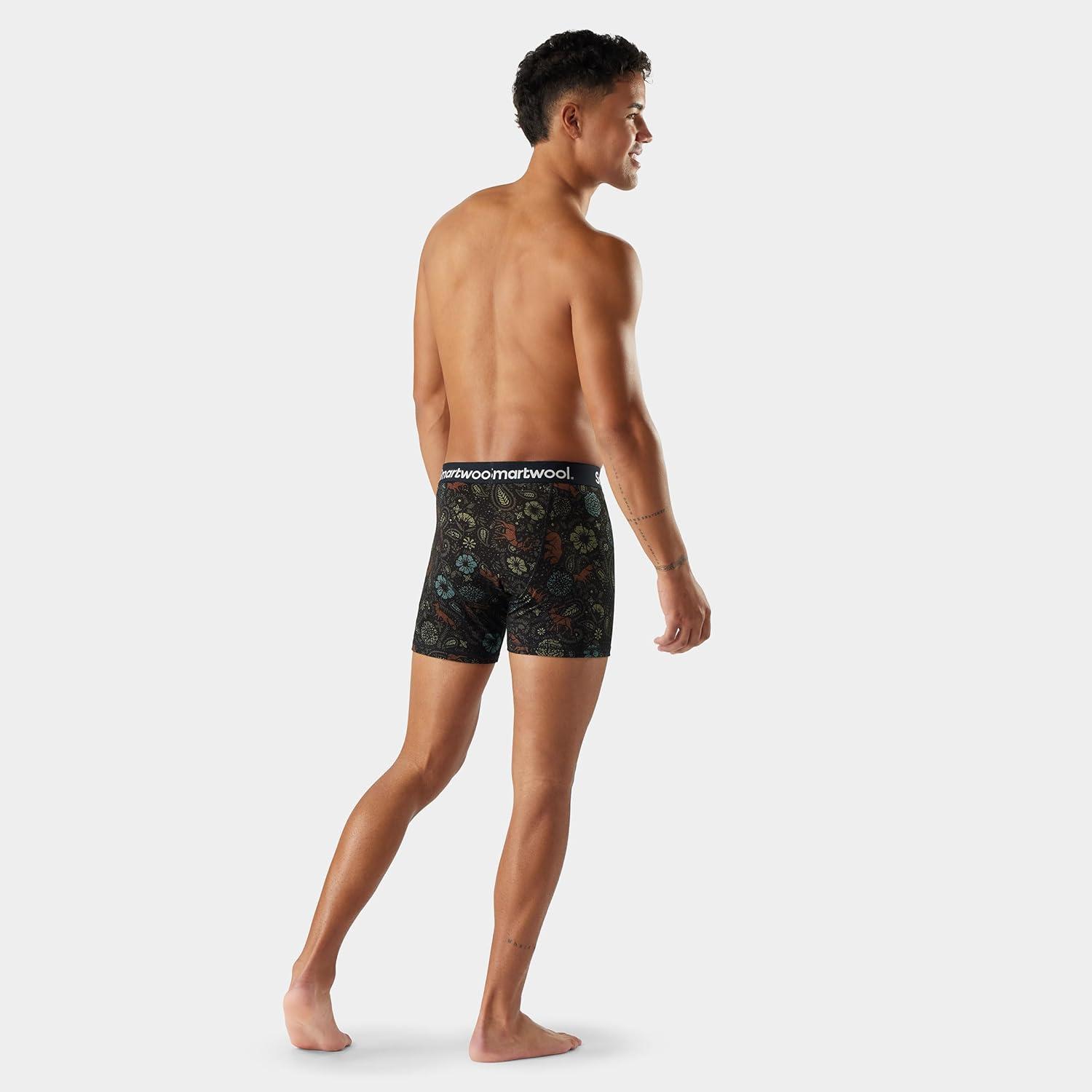 image:imageSmartwool mens Merino Print Boxer Brief BoxedBlack Paisley
