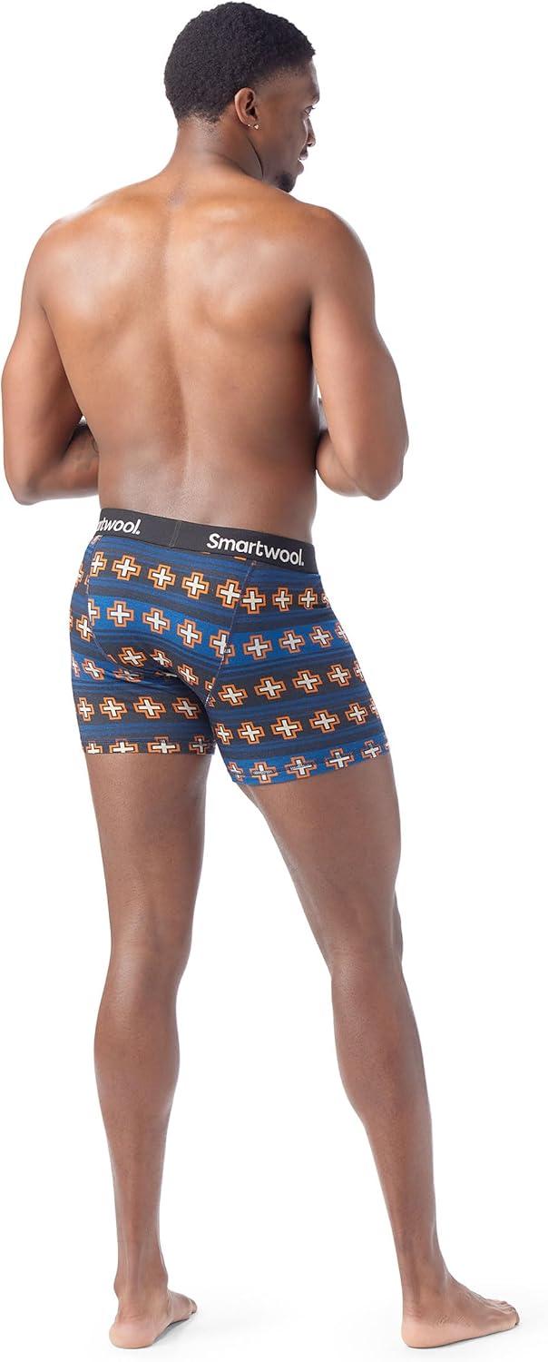 image:imageSmartwool mens Merino Print Boxer Brief BoxedDeep Navy Paths Crossed